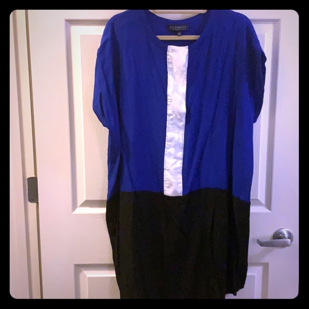 ELOQUII blue and black shirt dress